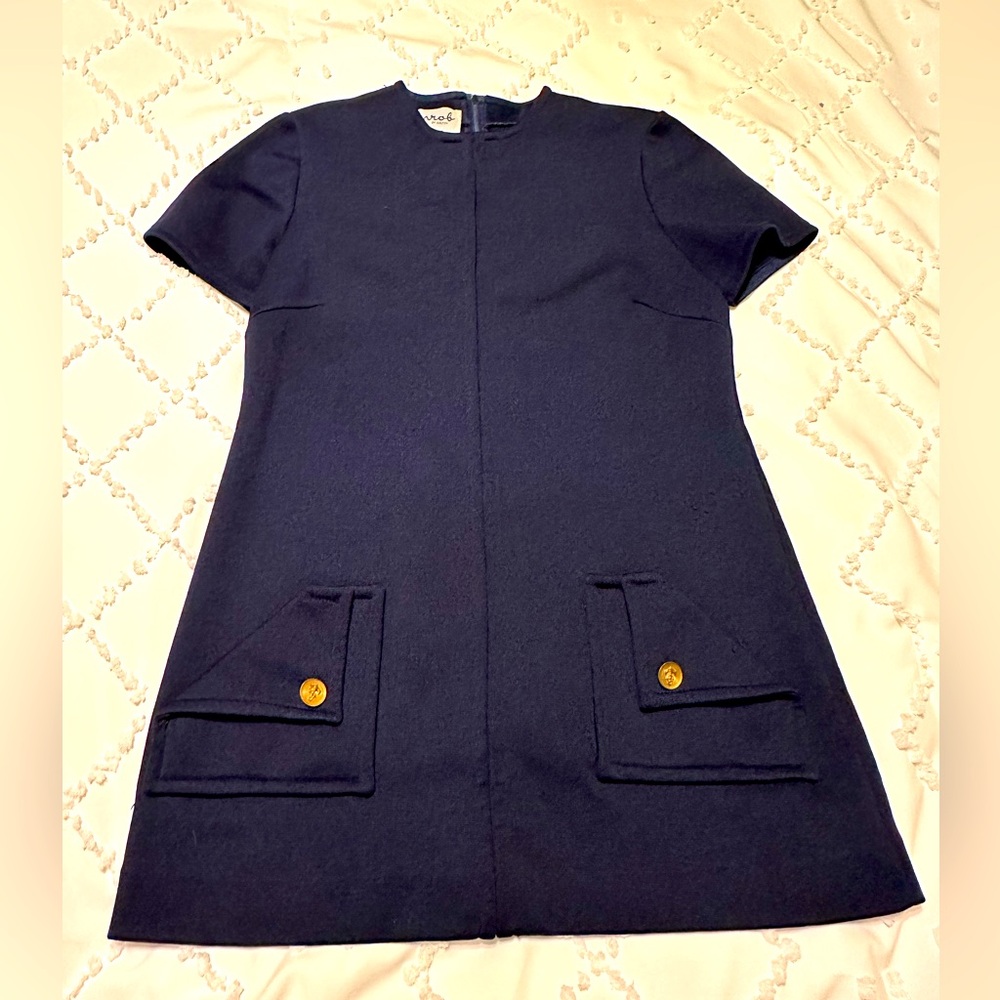 Vintage 60s/70s Women’s Navy Tunic Top with Pockets